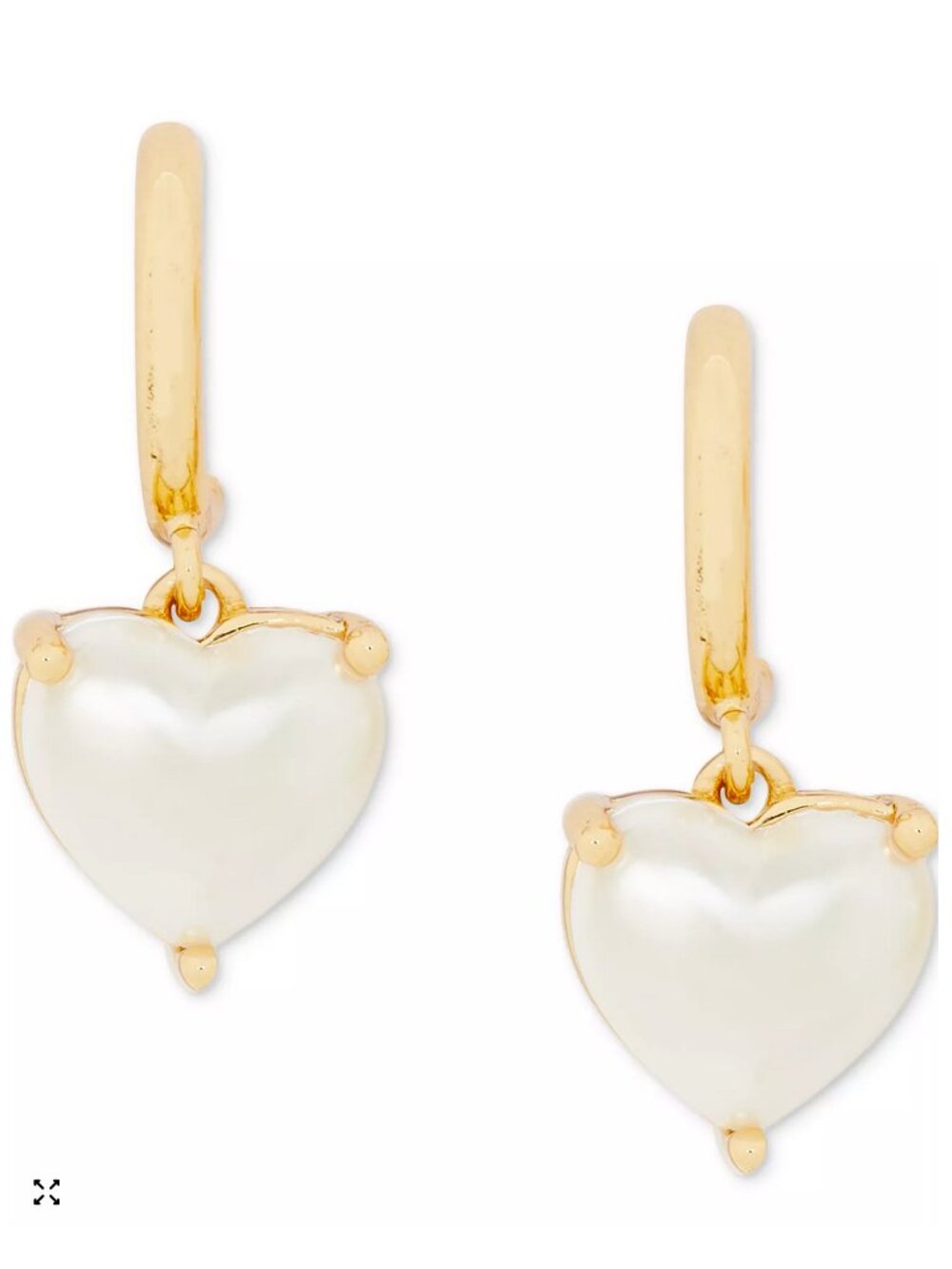 Kate Spade New York Gold Tone Mother of Pearl Heart Huggie Hoop Earrings